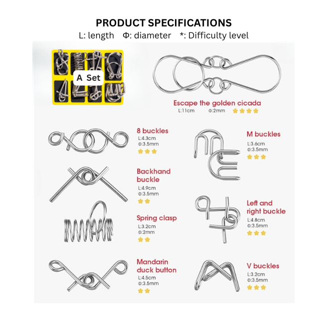 Metal Puzzle Ring, 24 Piece Set Educational intellectual Toys IQ Toys,Metal Brain teaser Puzzles