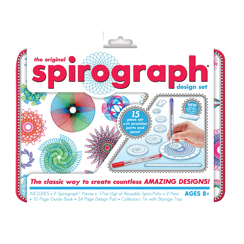 Spirograph Design Set Tin - Spiral Art Kit with Classic Gear Design Kit in a Collectors Tin for Kids Ages 8 and Up