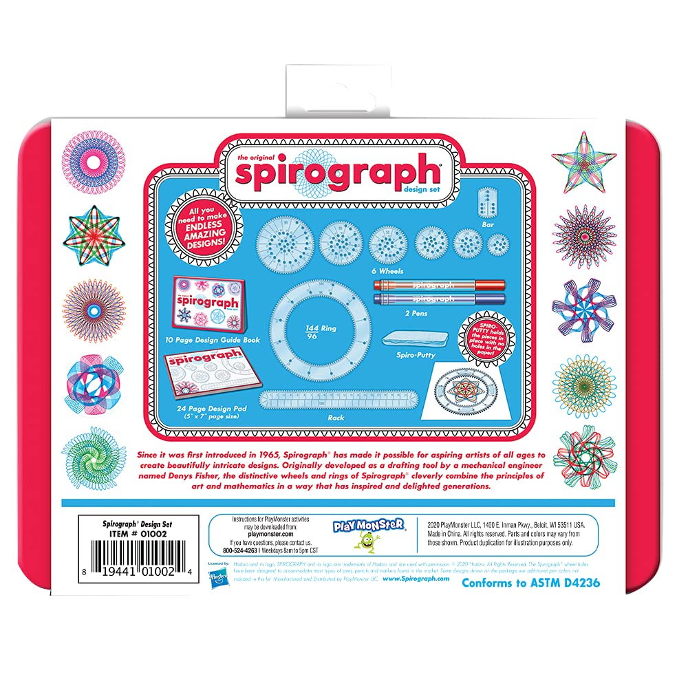 Spirograph Design Set Tin - Spiral Art Kit with Classic Gear Design Kit in a Collectors Tin for Kids Ages 8 and Up