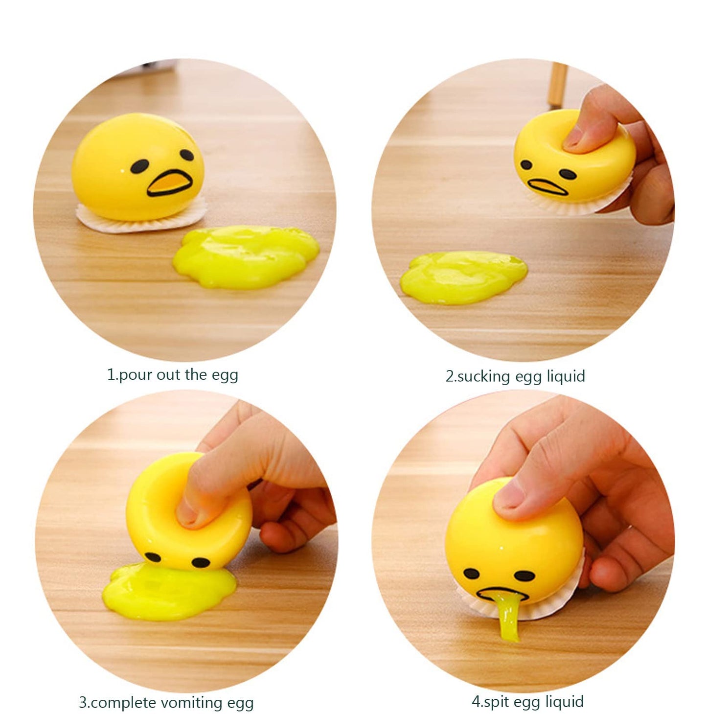 Slime Stress Egg Balls, Vomiting Egg Stress Ball, Puking Egg, Vomiting &amp; Sucking Lazy Egg Yolk, Novelty Stress Relief Squeeze Toys Funny Gifts, Fidget Prank Toy 4 Colors