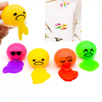 Slime Stress Egg Balls, Vomiting Egg Stress Ball, Puking Egg, Vomiting &amp; Sucking Lazy Egg Yolk, Novelty Stress Relief Squeeze Toys Funny Gifts, Fidget Prank Toy 4 Colors