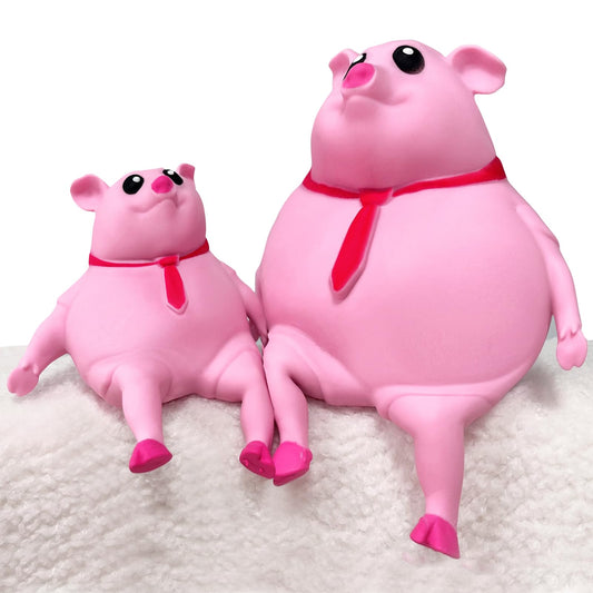 Cute Squishy Pig for Kids and Adults - 2Pack of Sensory Stress Relief Pig Squeeze Toys to Anxiety and Decompress, Funny Stretch Animal Splat Toys Splashy Piggy Toy for Autism &amp; ADHD（Size L&amp;S…