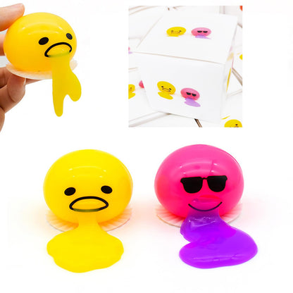 Slime Stress Egg Balls, Vomiting Egg Stress Ball, Puking Egg, Vomiting &amp; Sucking Lazy Egg Yolk, Novelty Stress Relief Squeeze Toys Funny Gifts, Fidget Prank Toy 4 Colors