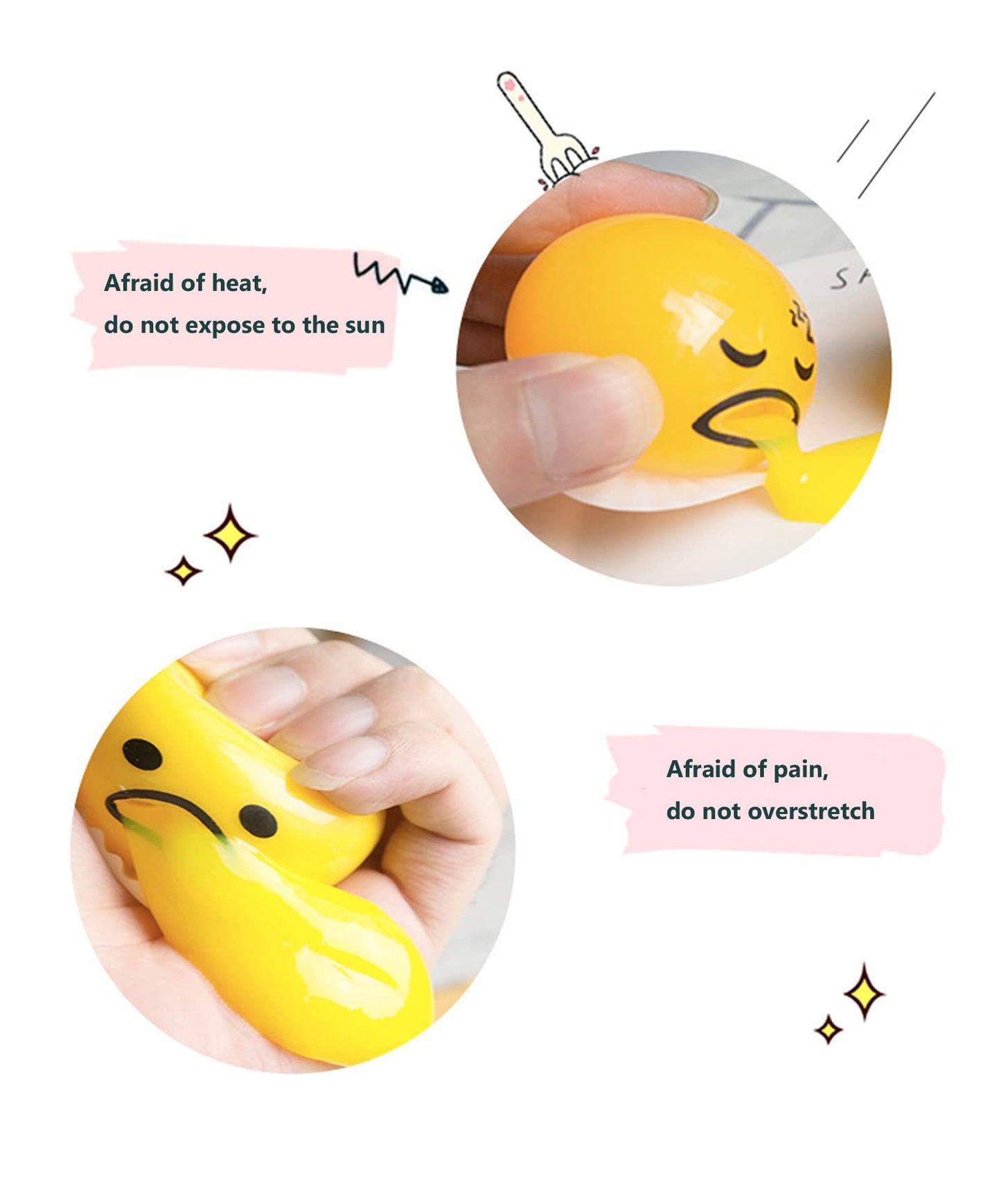 Slime Stress Egg Balls, Vomiting Egg Stress Ball, Puking Egg, Vomiting &amp; Sucking Lazy Egg Yolk, Novelty Stress Relief Squeeze Toys Funny Gifts, Fidget Prank Toy 4 Colors