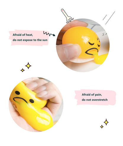 Slime Stress Egg Balls, Vomiting Egg Stress Ball, Puking Egg, Vomiting &amp; Sucking Lazy Egg Yolk, Novelty Stress Relief Squeeze Toys Funny Gifts, Fidget Prank Toy 4 Colors