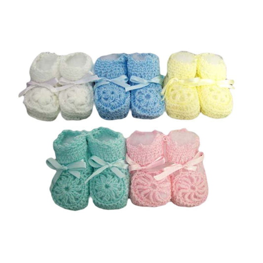 BabyGoods Knitted Crochet Booties - Newborn Size 12 Pairs Pack - Mixed Colors - FREE USA Shipping- (00215)