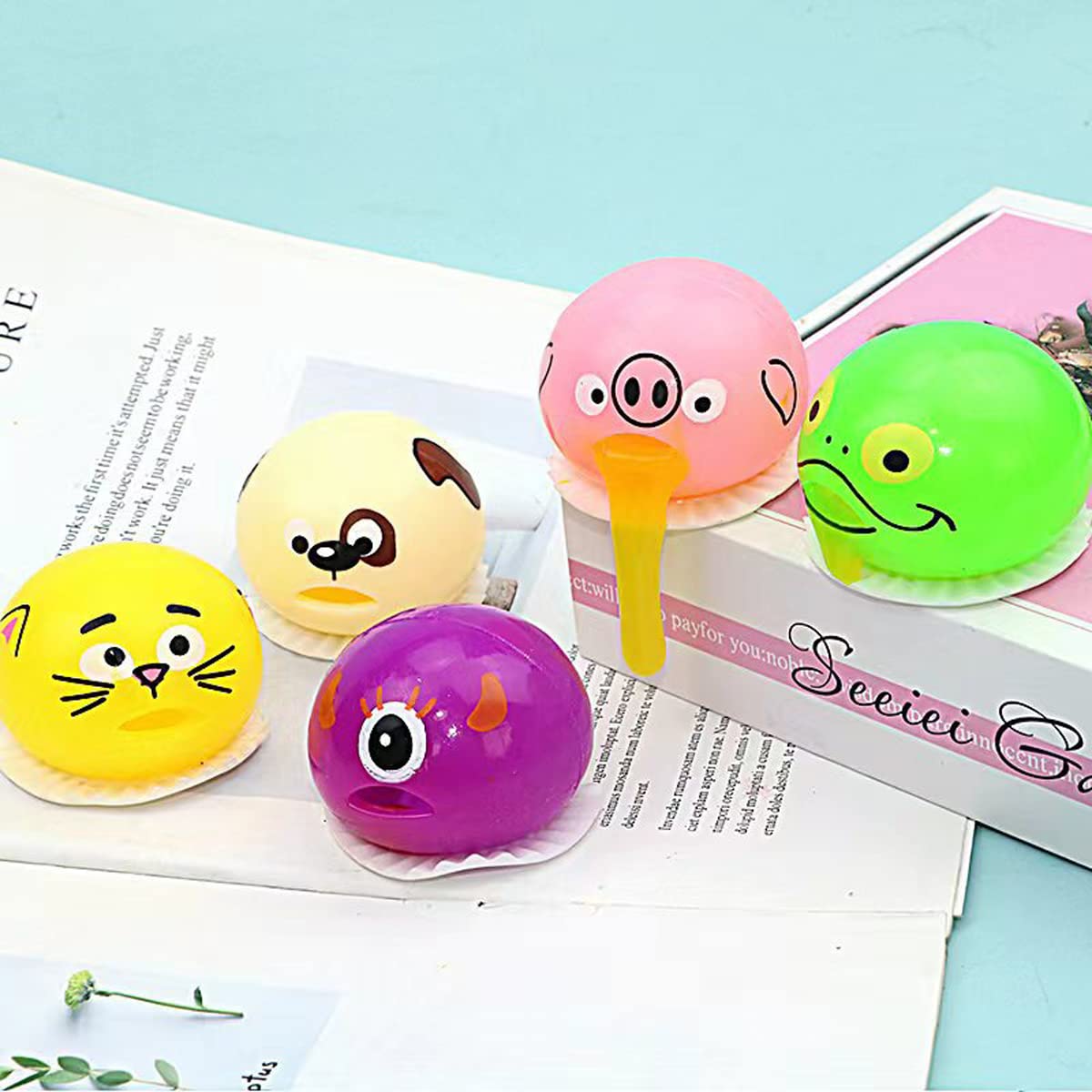 Slime Stress Egg Balls, Vomiting Egg Stress Ball, Puking Egg, Vomiting &amp; Sucking Lazy Egg Yolk, Novelty Stress Relief Squeeze Toys Funny Gifts, Fidget Prank Toy 4 Colors