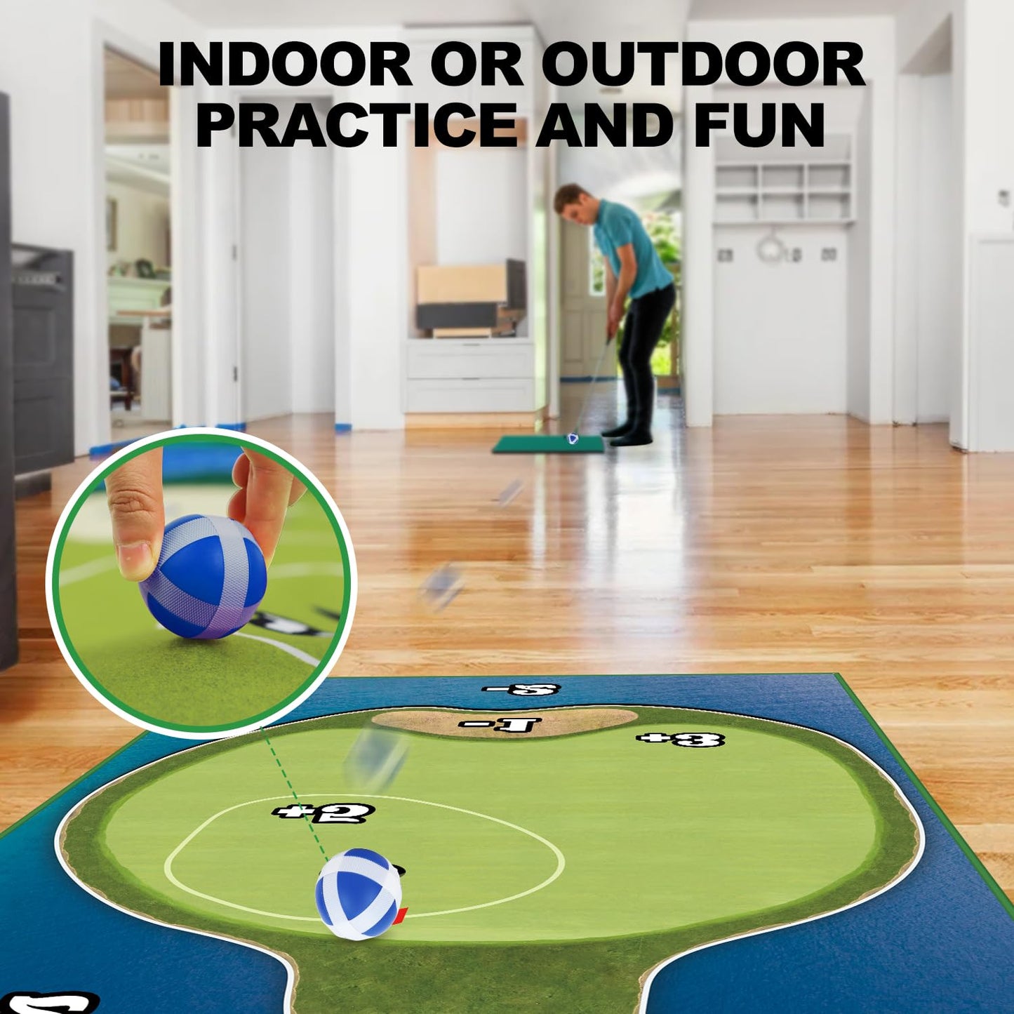 TOY Life Chipping Golf Practice Mats Golf Game Training Mat Indoor Outdoor Games for Adults Family Kids Outdoor Play Equipment Stick Chip Golf Set Backyard Game(Patented)