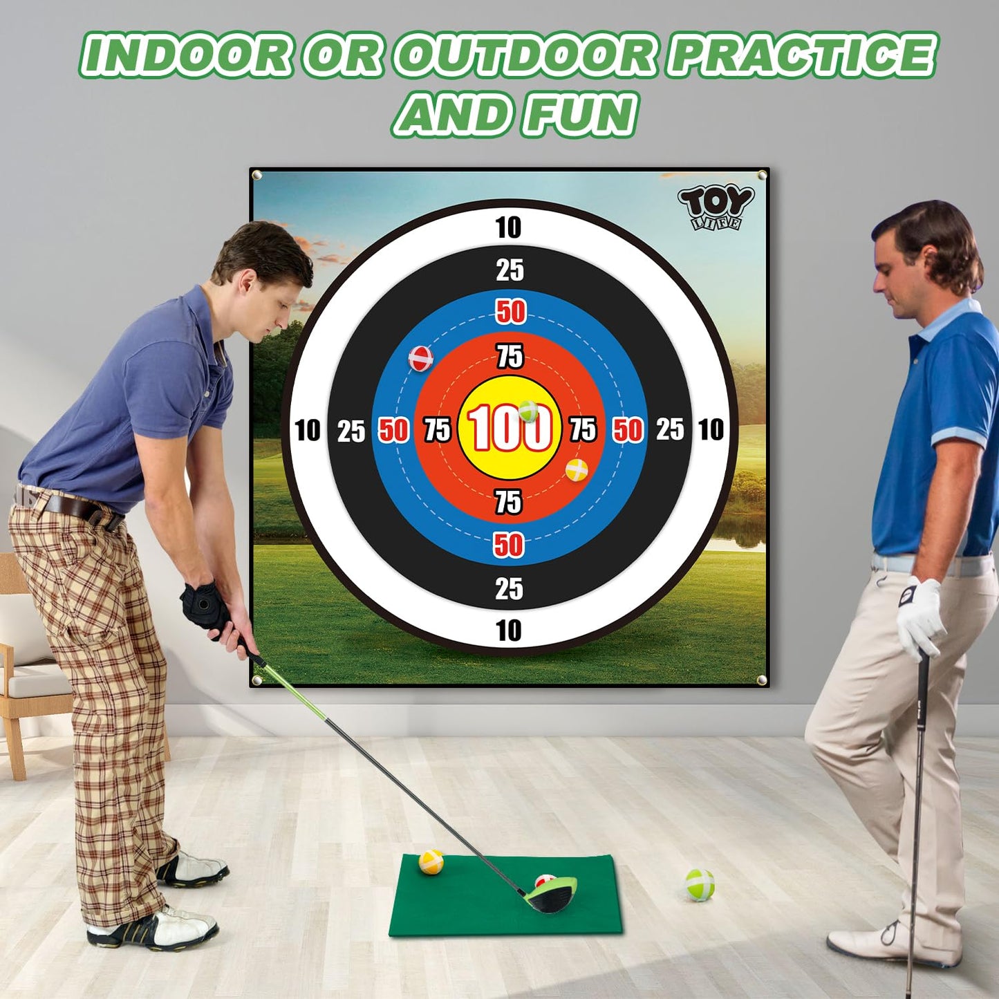 TOY Life Chipping Golf Practice Mats Golf Game Training Mat Indoor Outdoor Games for Adults Family Kids Outdoor Play Equipment Stick Chip Golf Set Backyard Game(Patented)