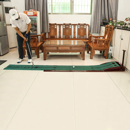 Indoor Outdoor Golf Green Putting Mat for Kids, 3.5m Extra Long Putting Matt with Auto Ball Return/Wood Base, Uphill Putting Ramp