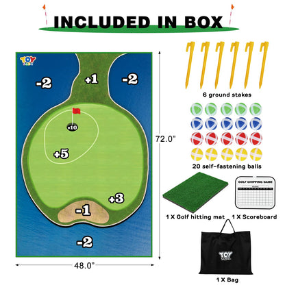 TOY Life Chipping Golf Practice Mats Golf Game Training Mat Indoor Outdoor Games for Adults Family Kids Outdoor Play Equipment Stick Chip Golf Set Backyard Game(Patented)