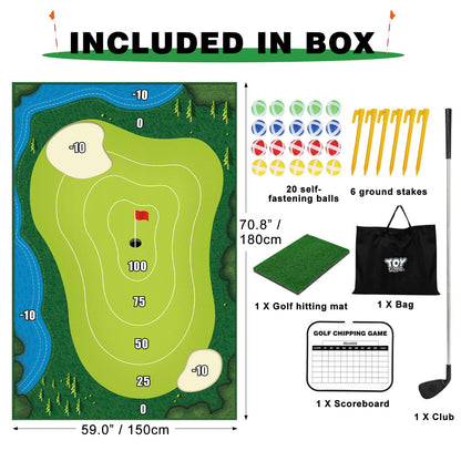 TOY Life Chipping Golf Practice Mats Golf Game Training Mat Indoor Outdoor Games for Adults Family Kids Outdoor Play Equipment Stick Chip Golf Set Backyard Game(Patented)