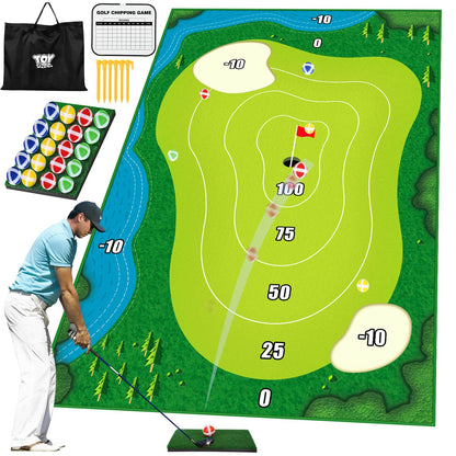 TOY Life Chipping Golf Practice Mats Golf Game Training Mat Indoor Outdoor Games for Adults Family Kids Outdoor Play Equipment Stick Chip Golf Set Backyard Game(Patented)