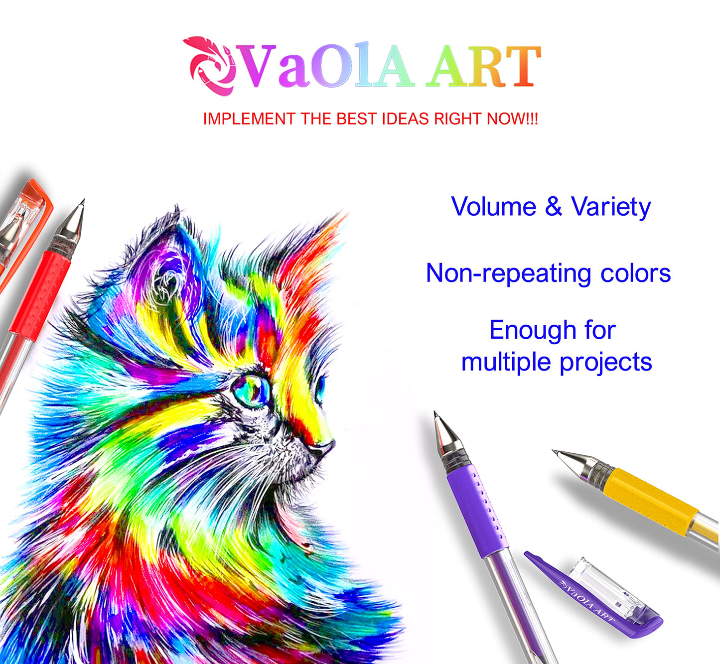 VaOlA ART Colored Pens 30 Psc Glitter Gel Pens for Kids Colorful Pens for Spirograph Deluxe Design Set